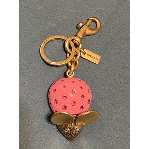 Coach Pink/Brass Mouse Charm Keychain!
